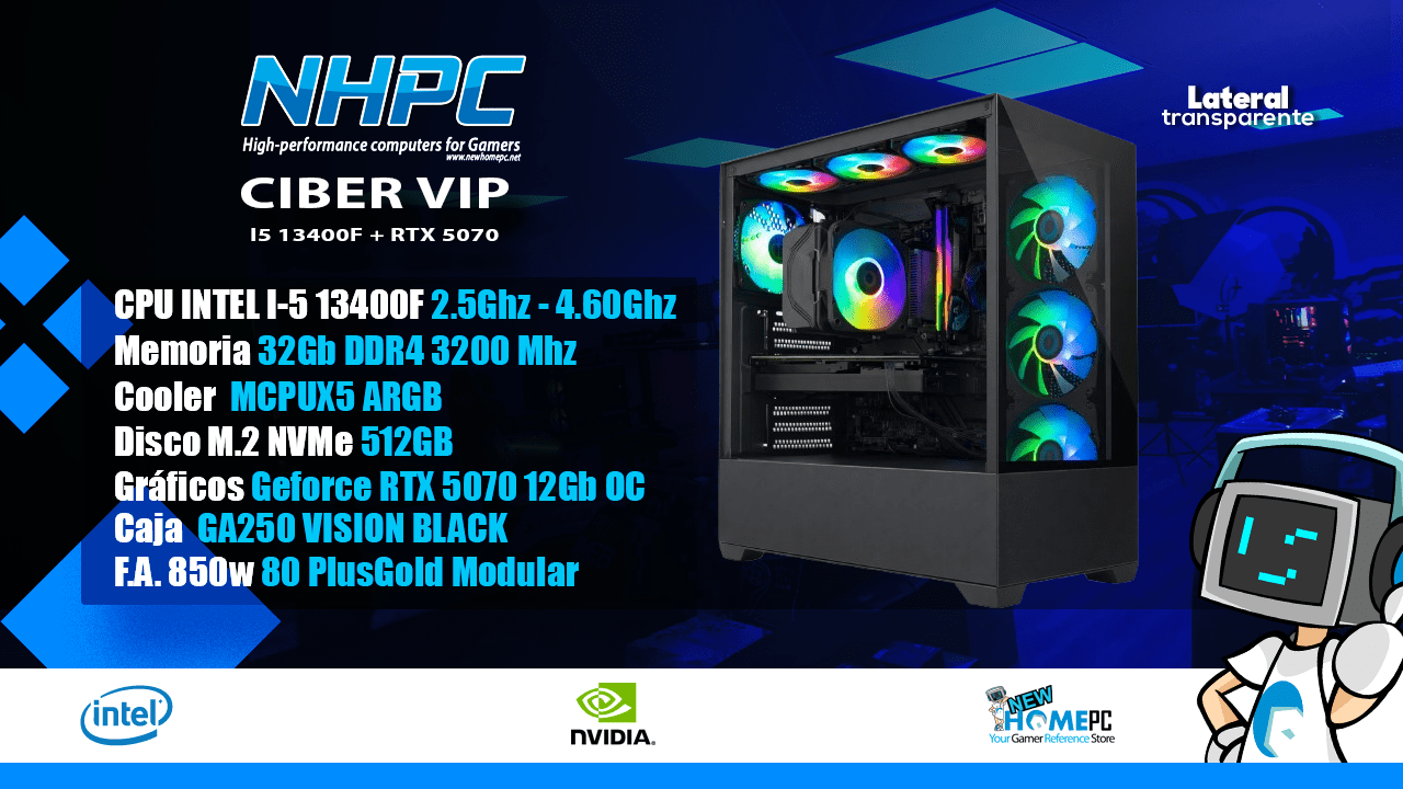 PC gaming NHPC CIBER VIP - I5 13400F - RTX 5070 - 32GB - 512GB